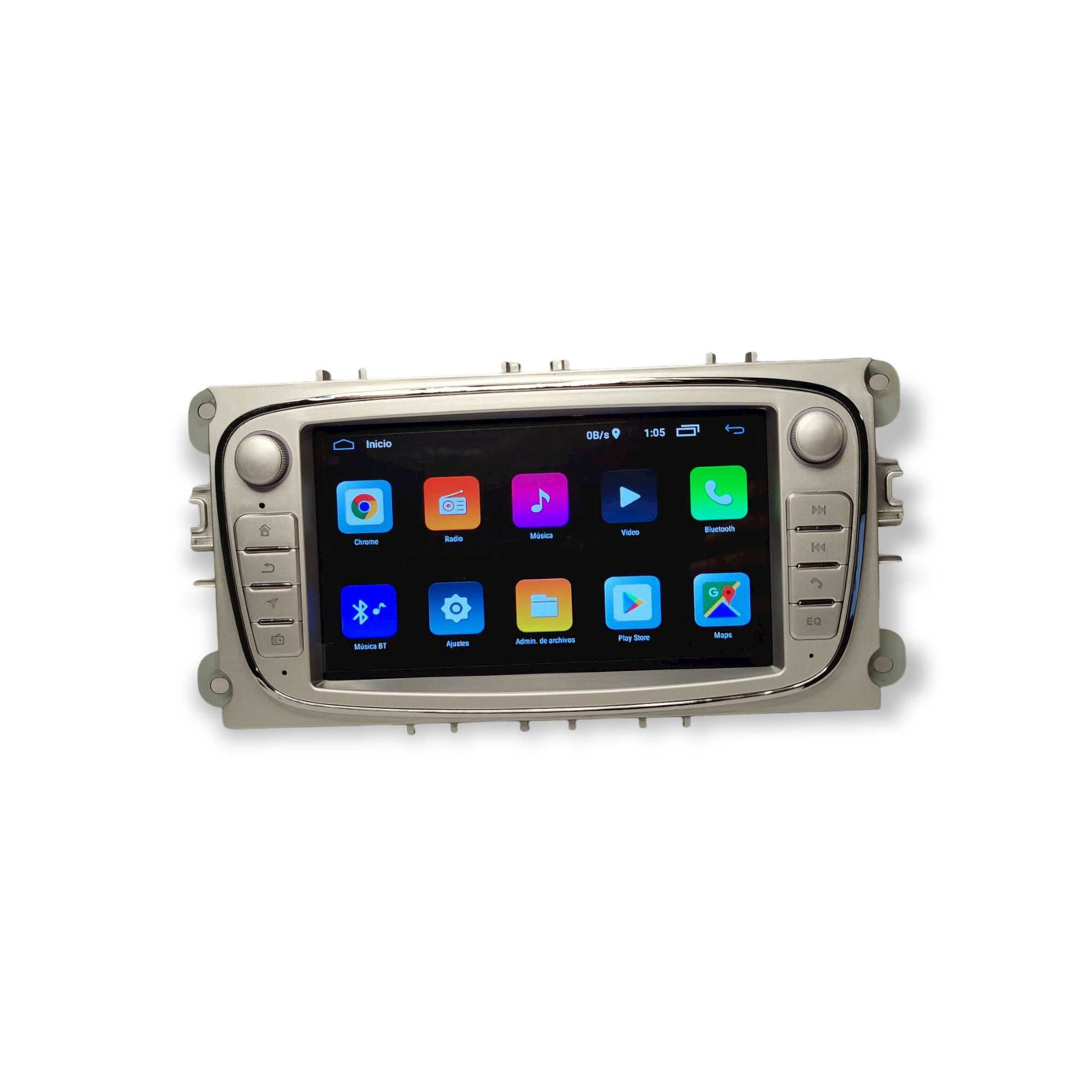 Radio 2 DIN Android para Ford C-MAX S-MAX Galaxy Focus - Novo - Silver