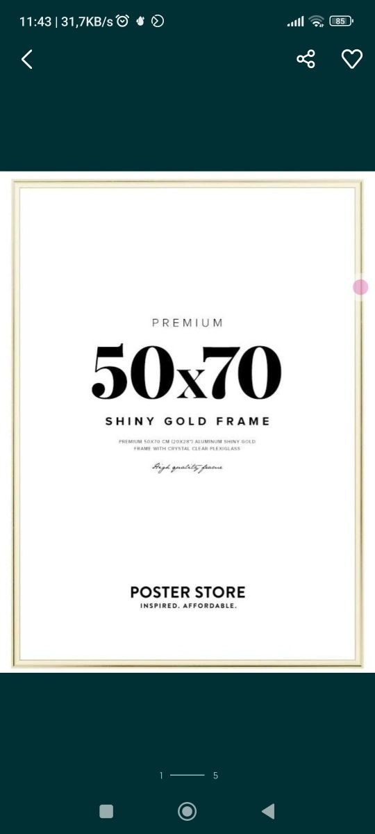 Złota ramka 50x70 cm poster store na zdjęcia obrazy
