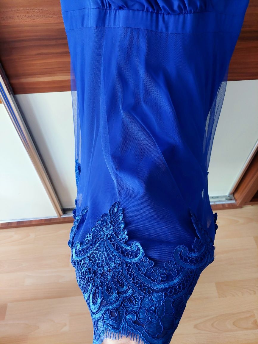 Sukienka kobalt chabrowa niebieska 52 XxxxxxL Duet A&M wesele impreza