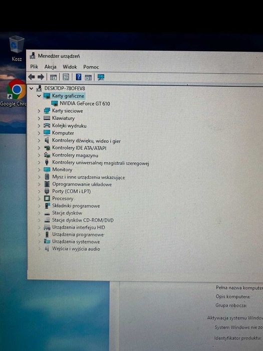 Komputer Biurowy Monitor Klawiatura mysz Głośniki