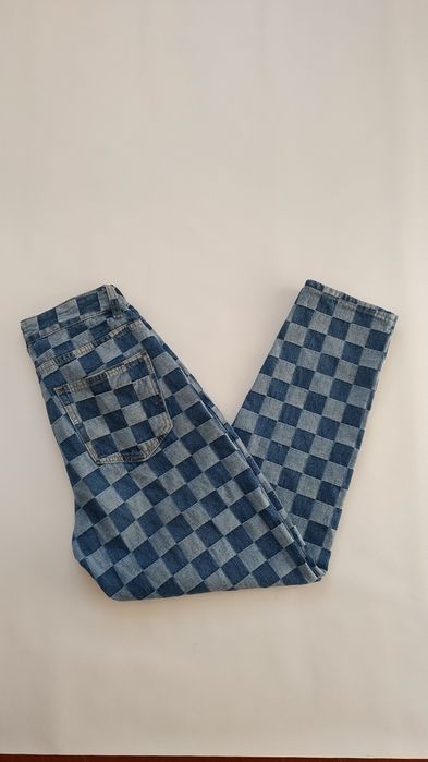 Джинсы в клеточку size S  штаны брюки