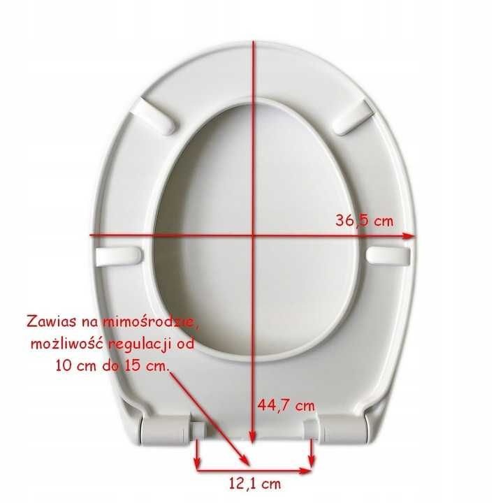 Deska klozetowa wc sedesowa, wolno opadająca, wypinana, regulowana