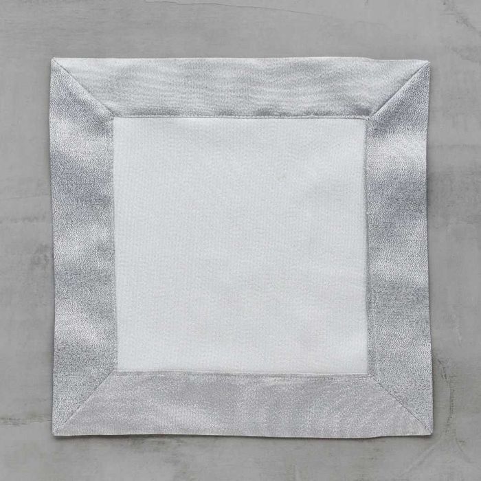 Serwetka Glamour srebrna biała elegancka home&you z lamówką
