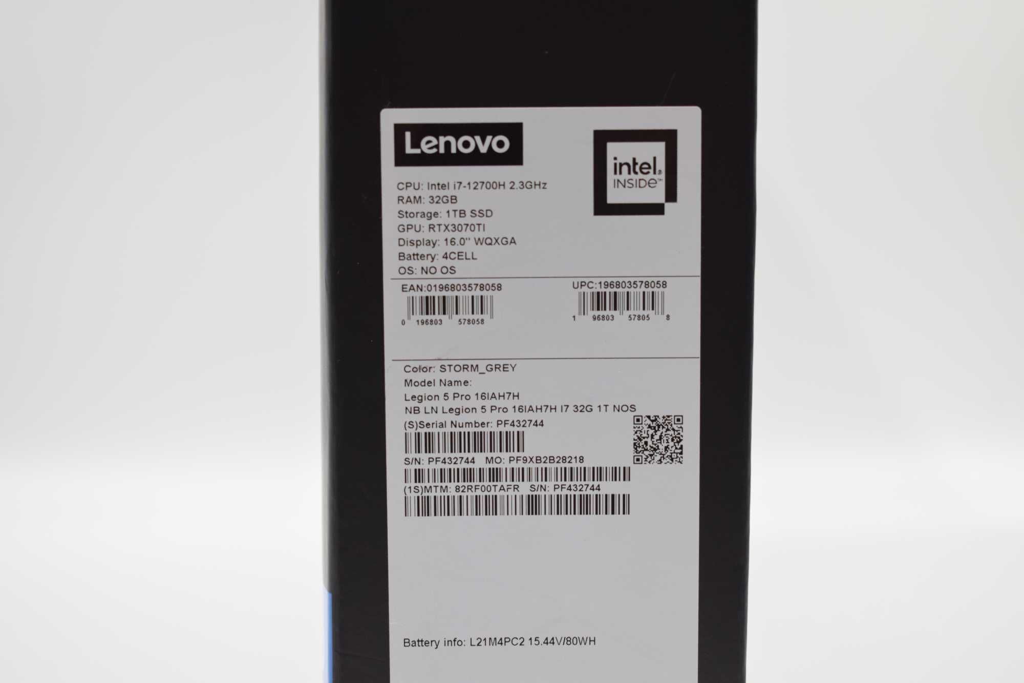 RTX 3070Ti Lenovo Legion 5 Pro 16 i7-12700H/32GB/1TB Ноутбук 16IAH7H