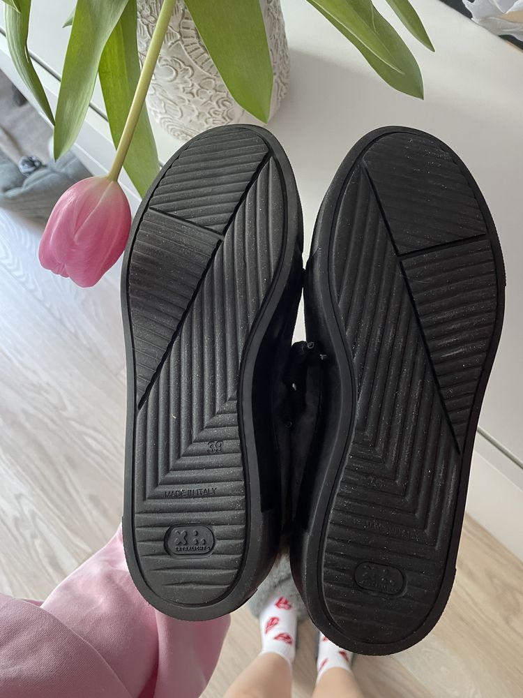 Buty zimowe skórzane szare Włochy
