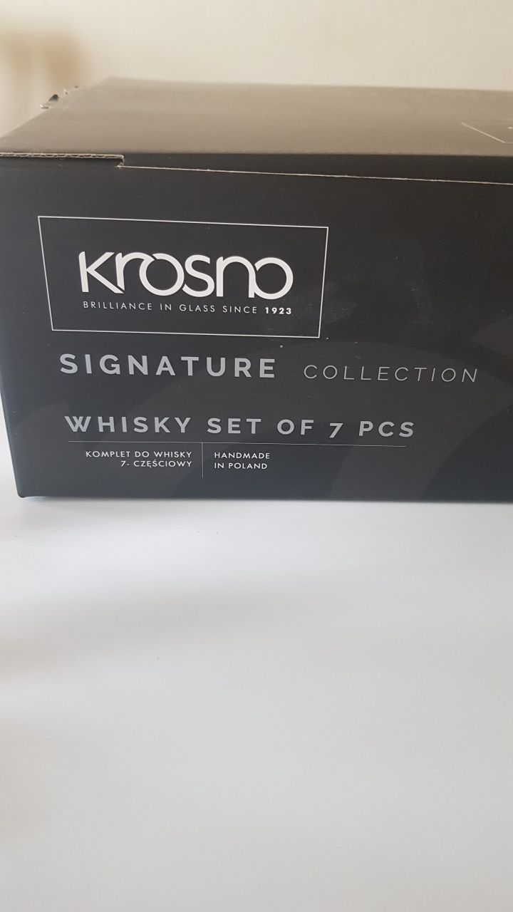 Komplet do whisky kafafka 6 szklanek nowy Krosno