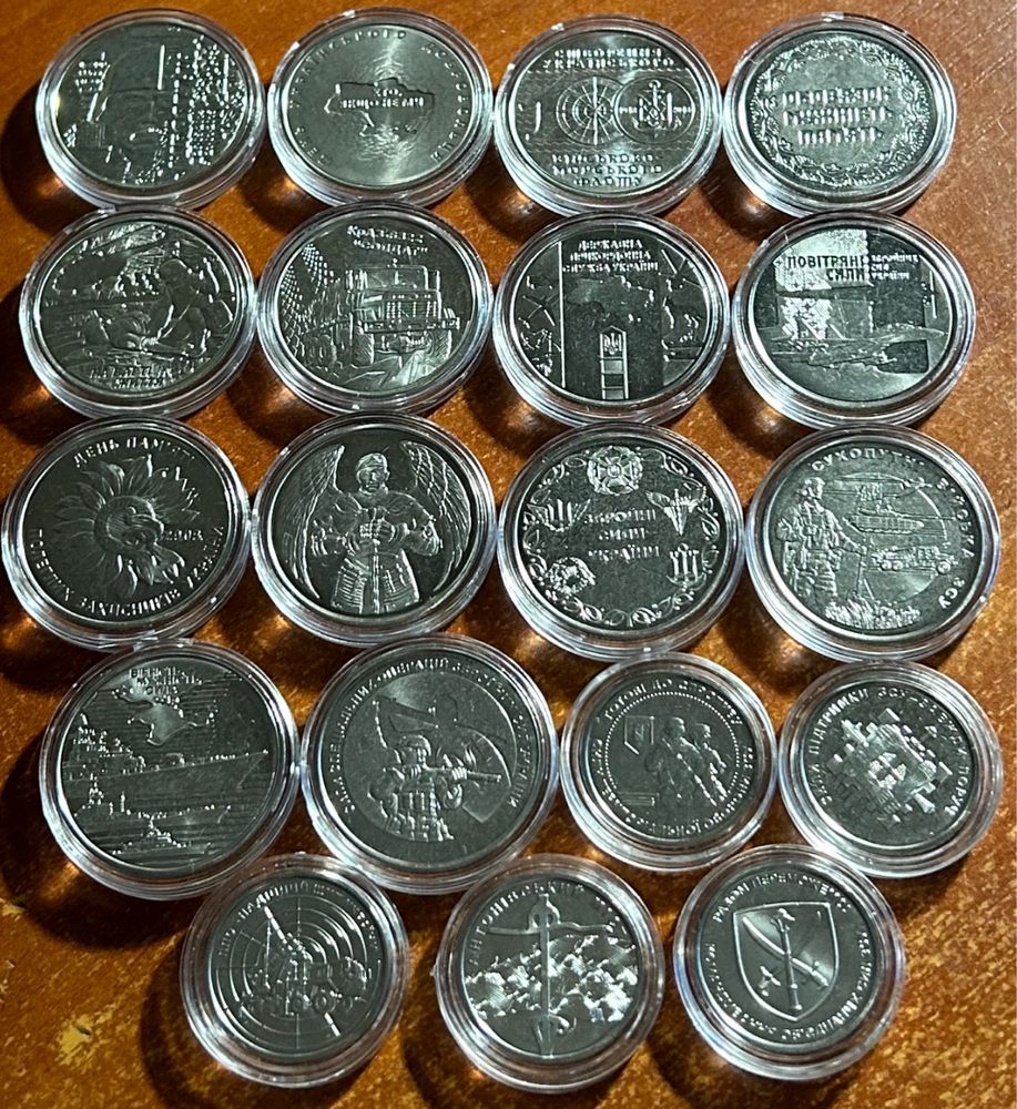 Набор из 19 монет Украины юбилейные 10 гривен 2018-2023  годов.