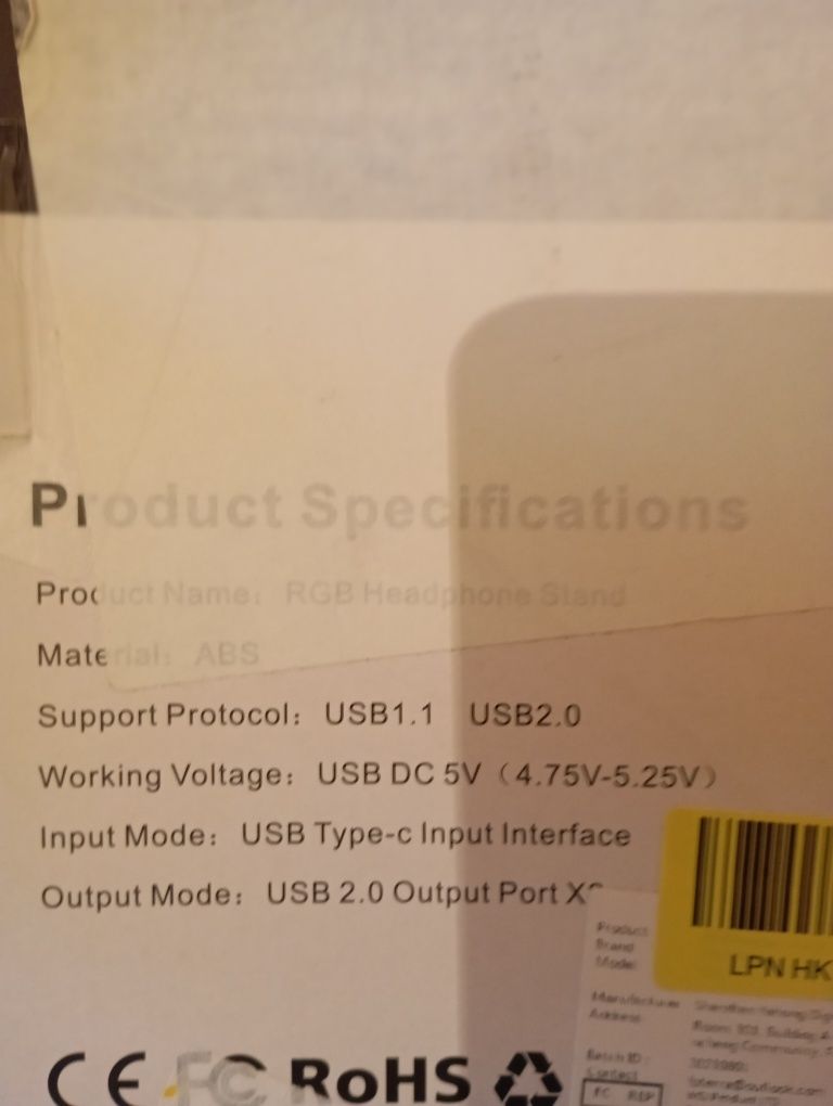 Stojak na słuchawki RGB BUILT in 2 USB Ports
