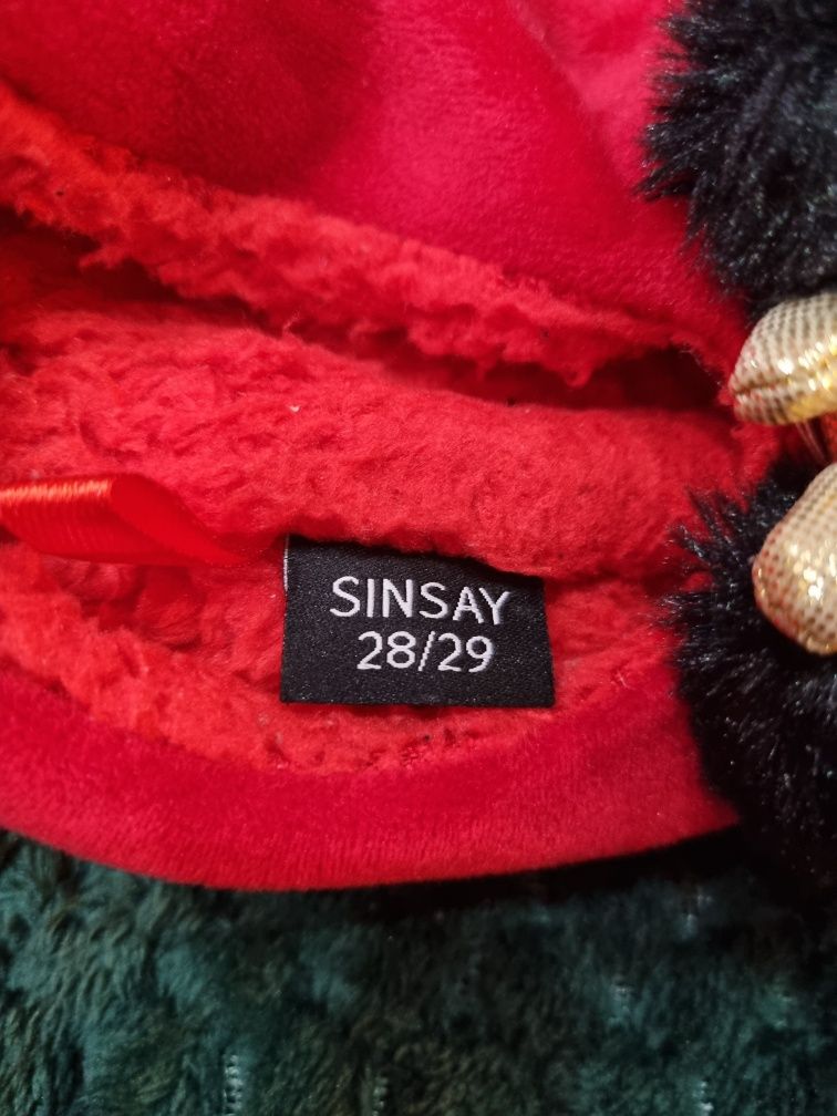 Śliczne welurowe czerwone paputki dla dziewczynki Sinsay 28-29/18 cm