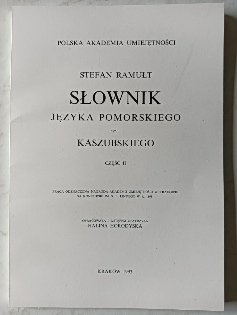 Stefan Ramułt Słownik Języka Pomorskiego czyli Kaszubskiego cz. II