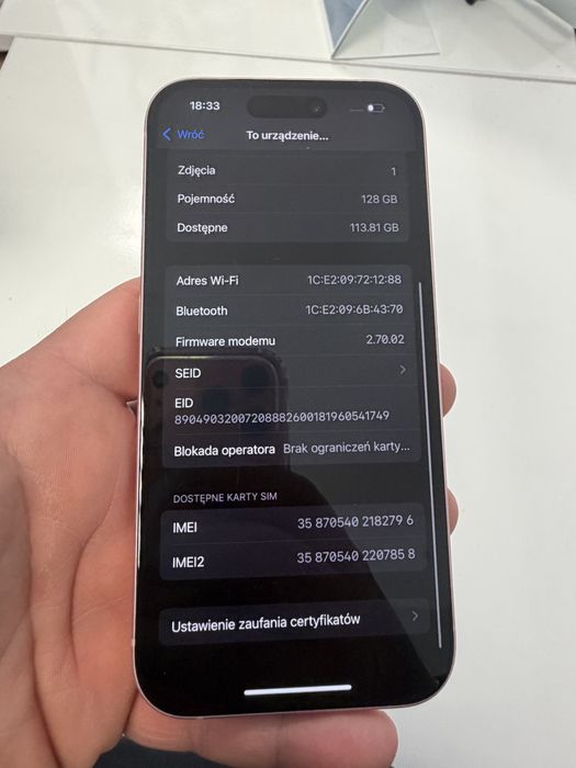 iPhone 15 128gb Pink Idealny Bateria 97% od nowości
