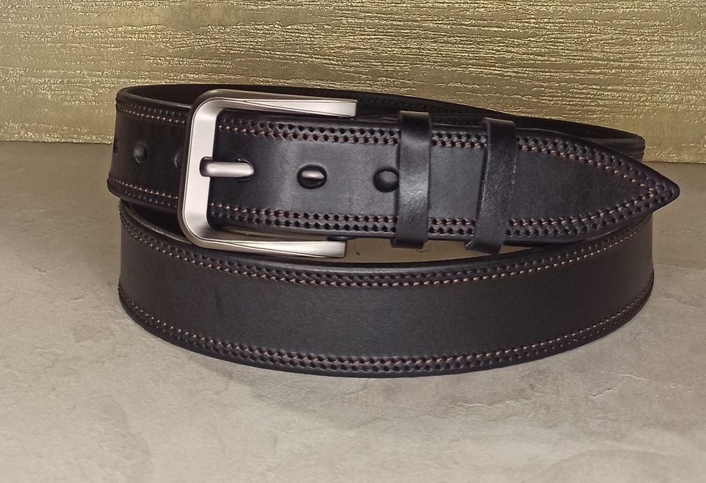 Ремінь чоловічий шкіряний джинсовий ремень мужской кожаный 4 см