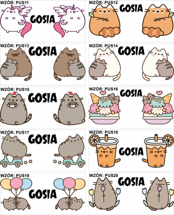 Kubek PUSHEEN personalizowany z dowolnym napisem imieniem kawaii