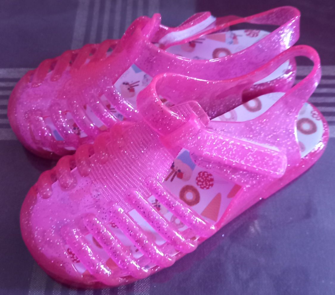 Nowe różowe gumowe sandalki dziewczece 28 (27) (17 cm)