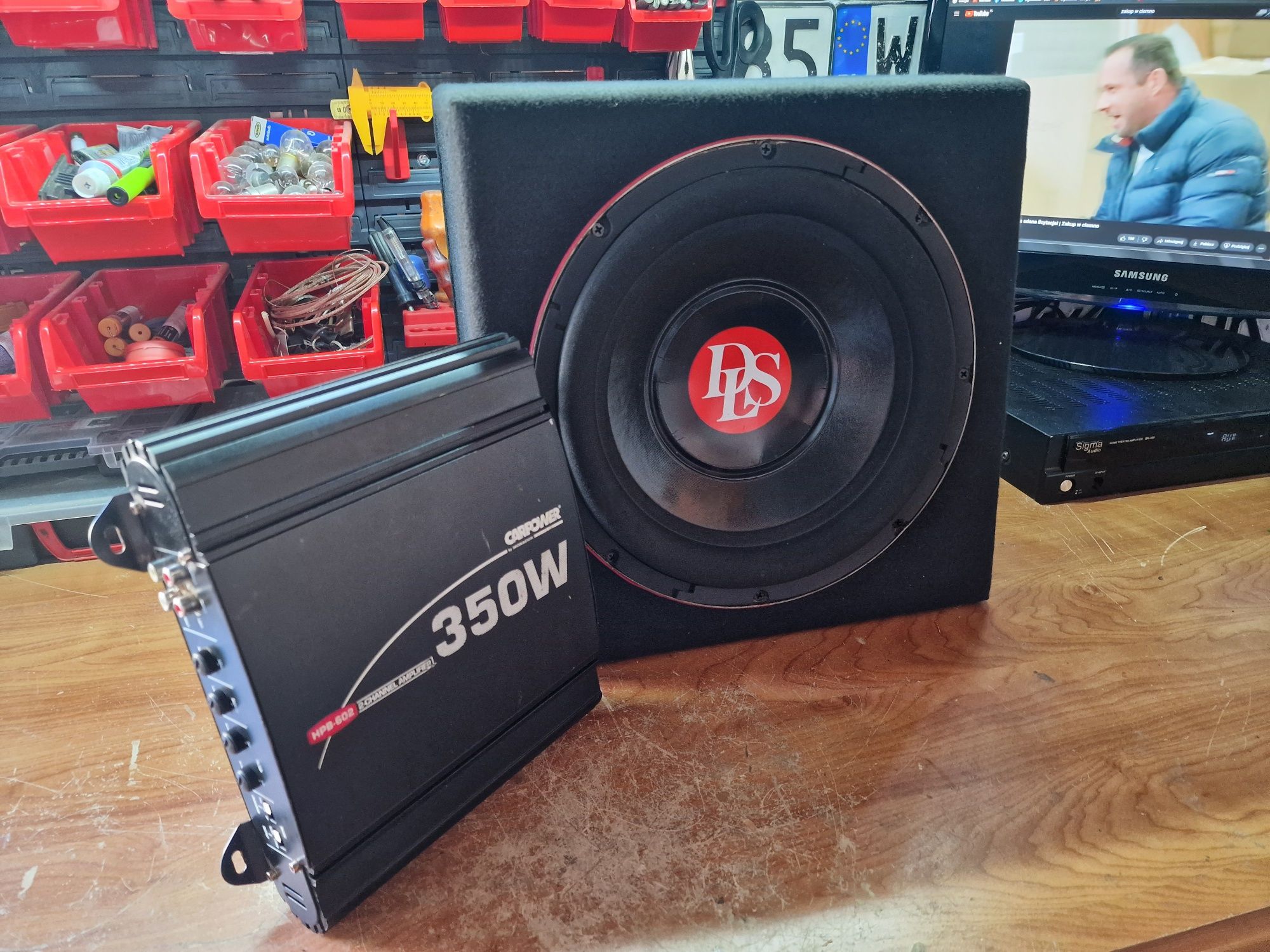 Skrzynia basowa subwoofer tuba Głośnik 30 cm DLS + Wzmacniacz Carpower