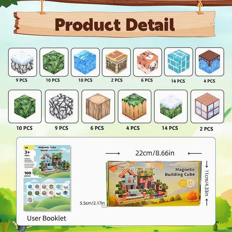 Minecraft Магнітний конструктор Майнкрафт 100 блоків Будинок з водосп