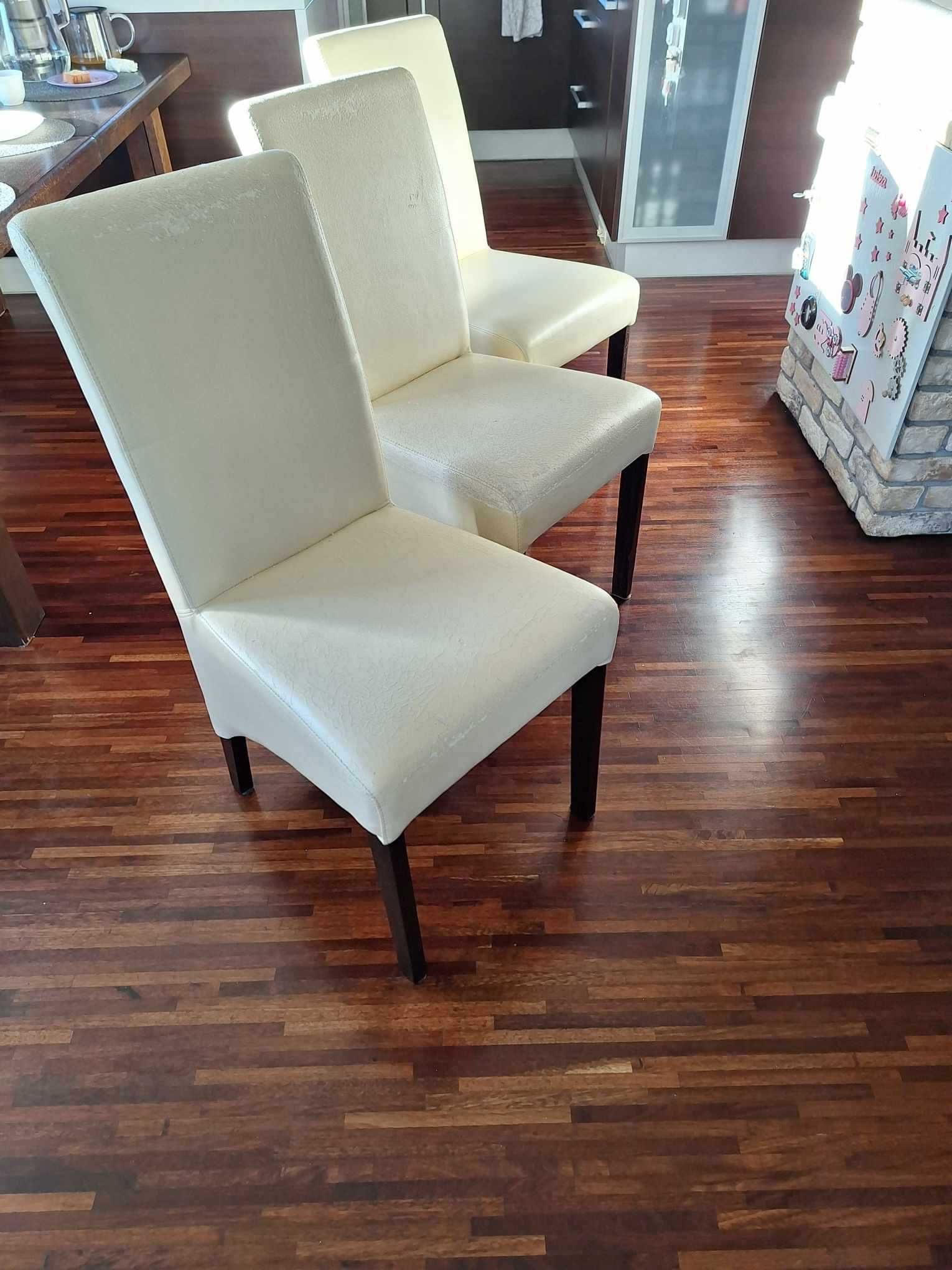 Krzesła drewniane beżowe do jadalni 6 sztuk (możliwy zakup 12)