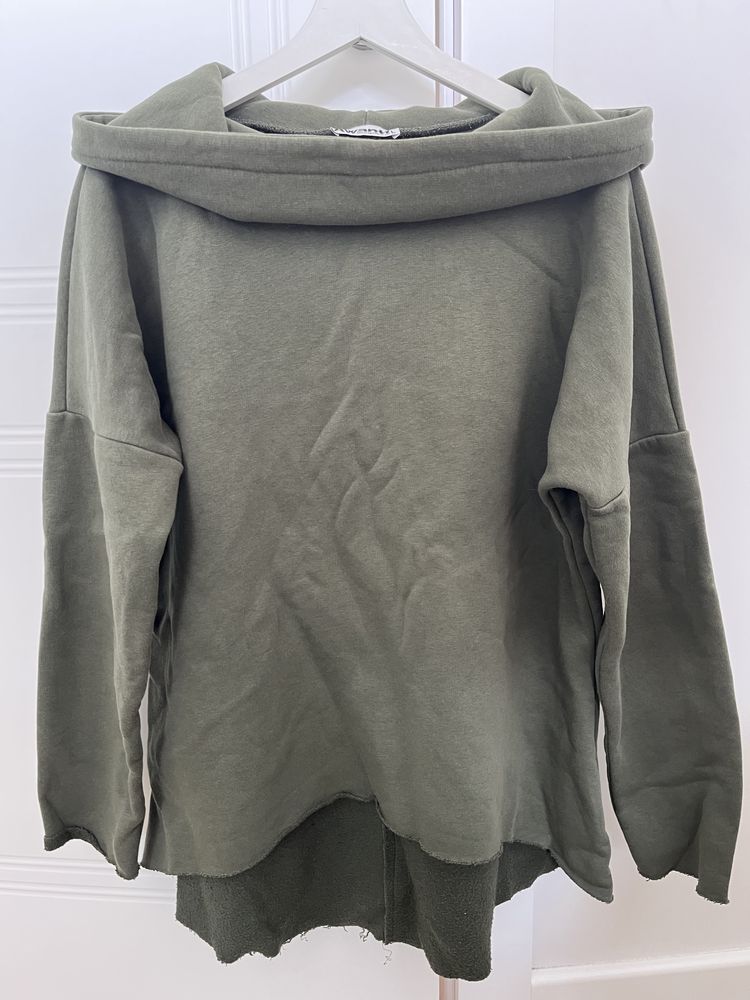 Bluza oversize z kapturem khaki