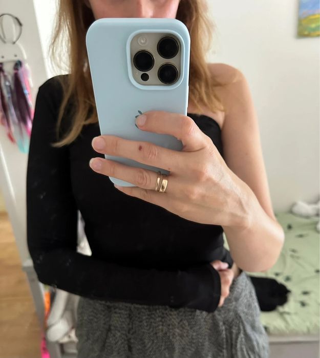 Bluzka asymetryczna prążki Calvin Klein czarna XS