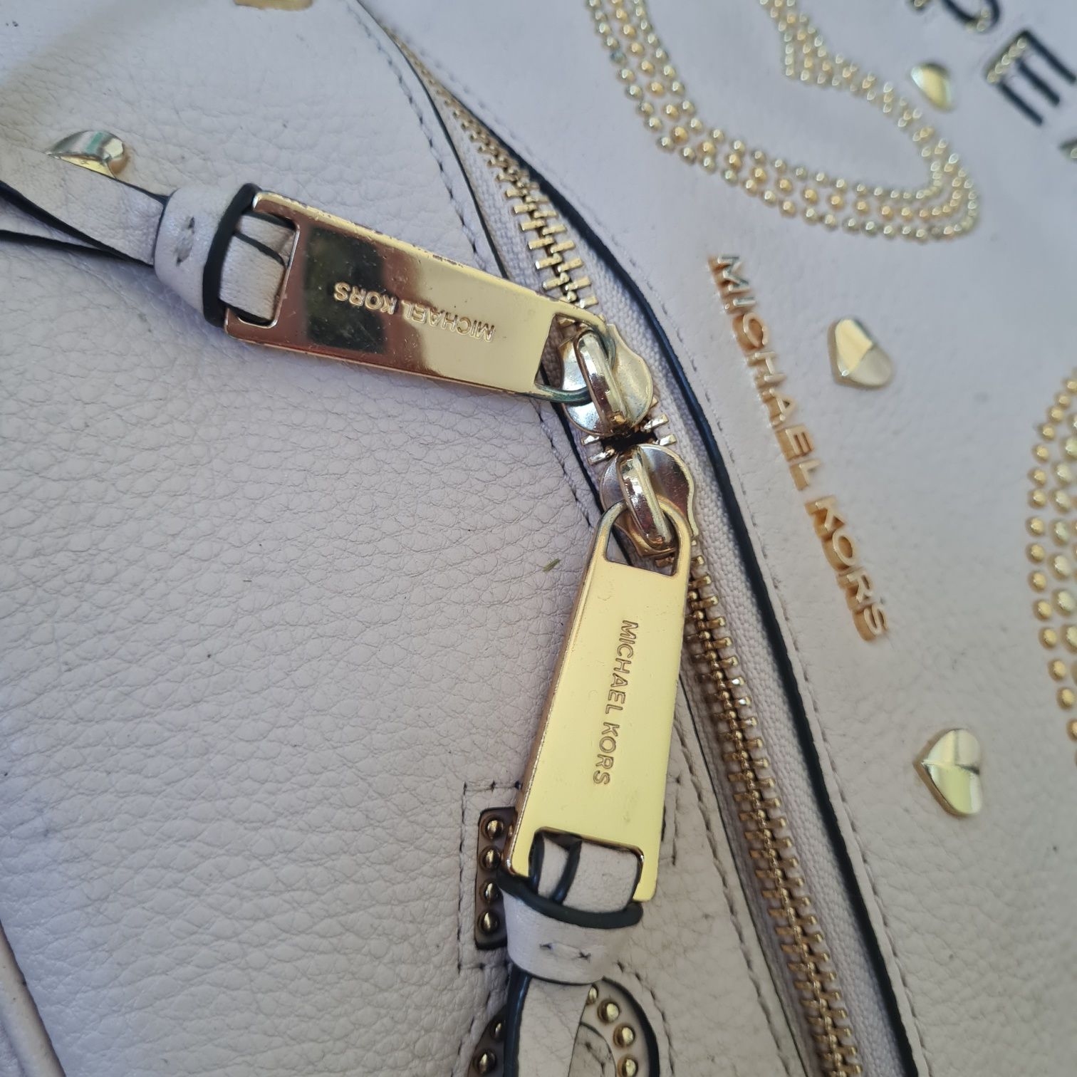 Michael Kors plecak plecaczek rhea beżowy logo duży mk monogram logowa
