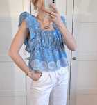 Bluzka Zara z Haftem Angielskim Nowa Niebieska Cotton Bawełna XL