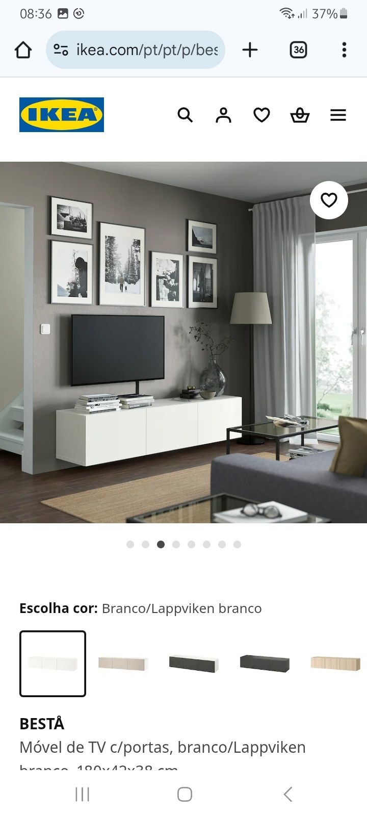 Móvel tv com base em vidro branco Ikea