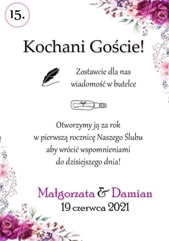 Księga gości w butelce KOMPLETNY zestaw na wesele ślub z WPISAMI