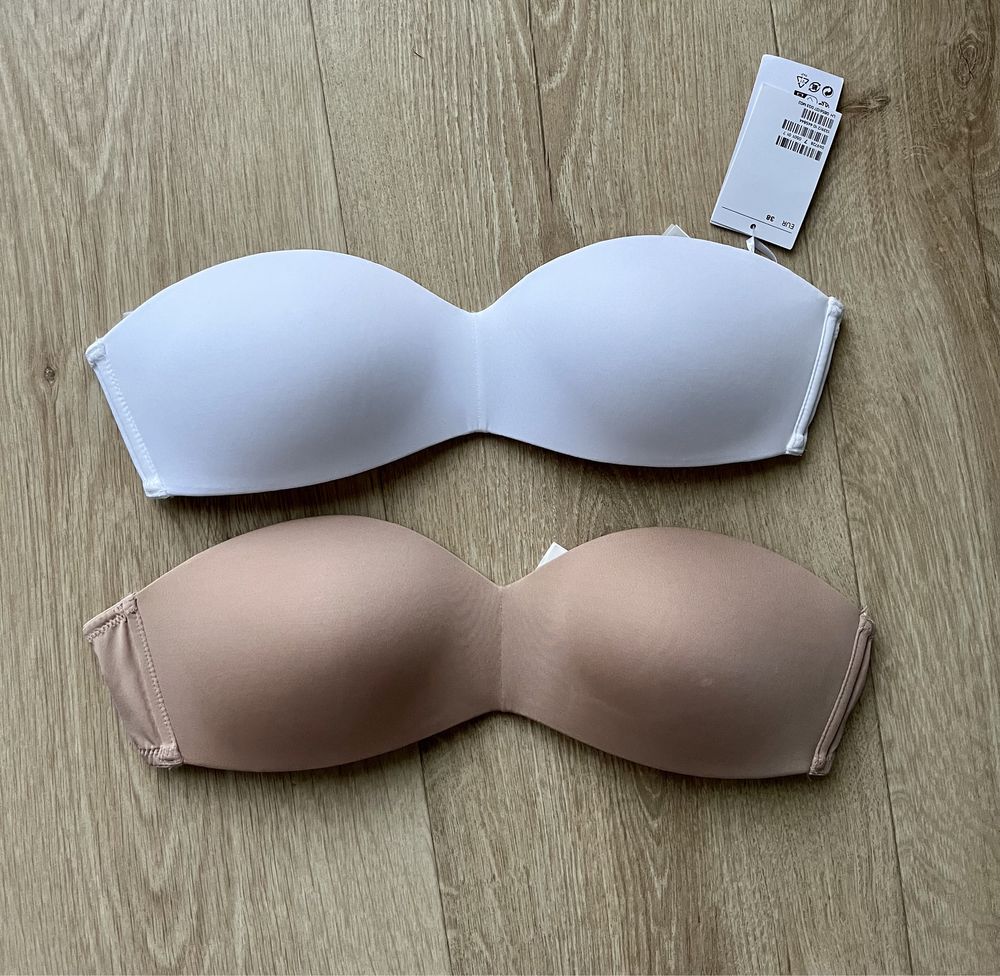 Usztywniany biustonosz bandeau z mikrofibry 2-pak