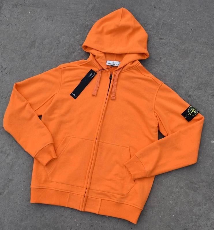 Зіп Худі Stone Island CREWNECK в трьох кольорах чорні білі оранж Акція