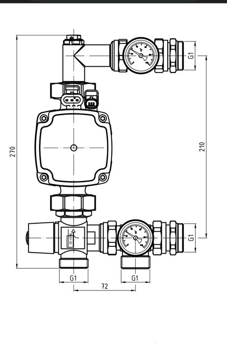 Zespół mieszający do ogrzewania podłogowego z pompą Grundfos, PHA-131.