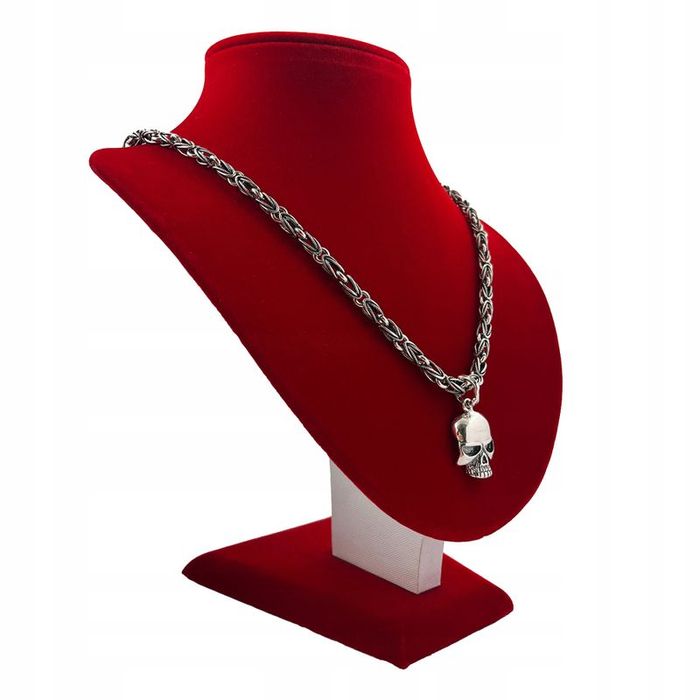 Unikatowy Srebrny Łańcuszek Grecki Wzór Bizantyjski + Zawieszka Czacha