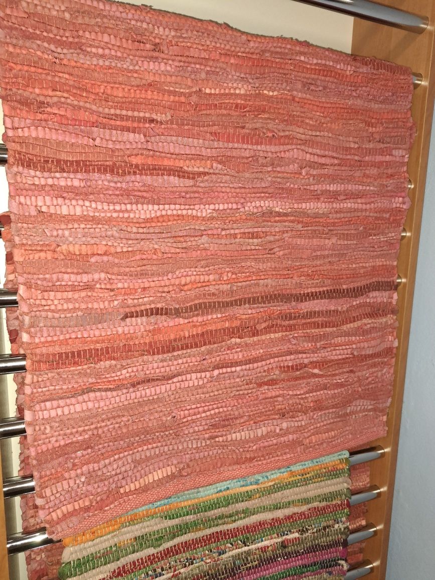 Chodnik dywan dywanik patchwork 60x125 skóra naturalna czerwony