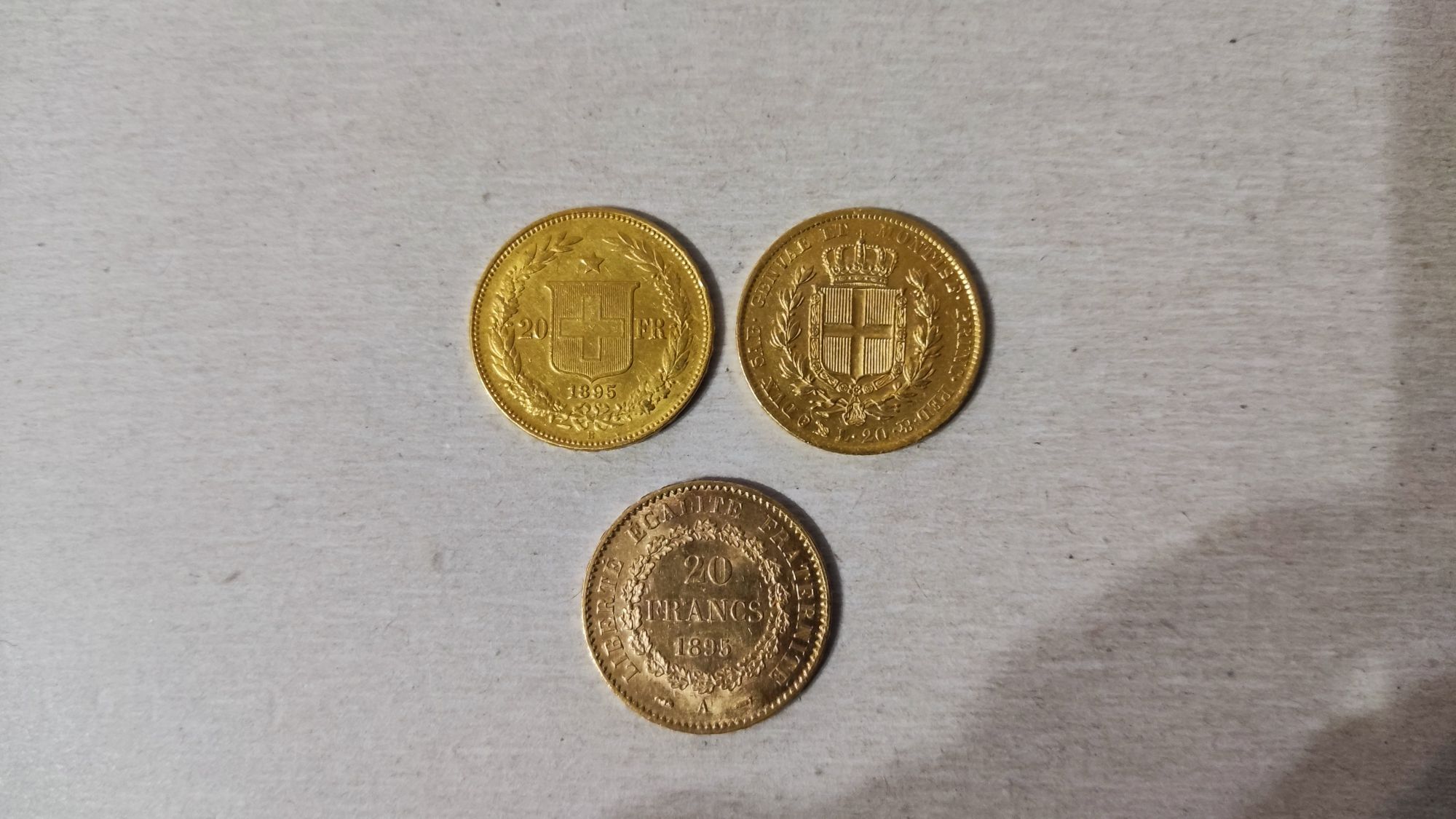 20 франков и лир Швейцарія Франція Сардиния