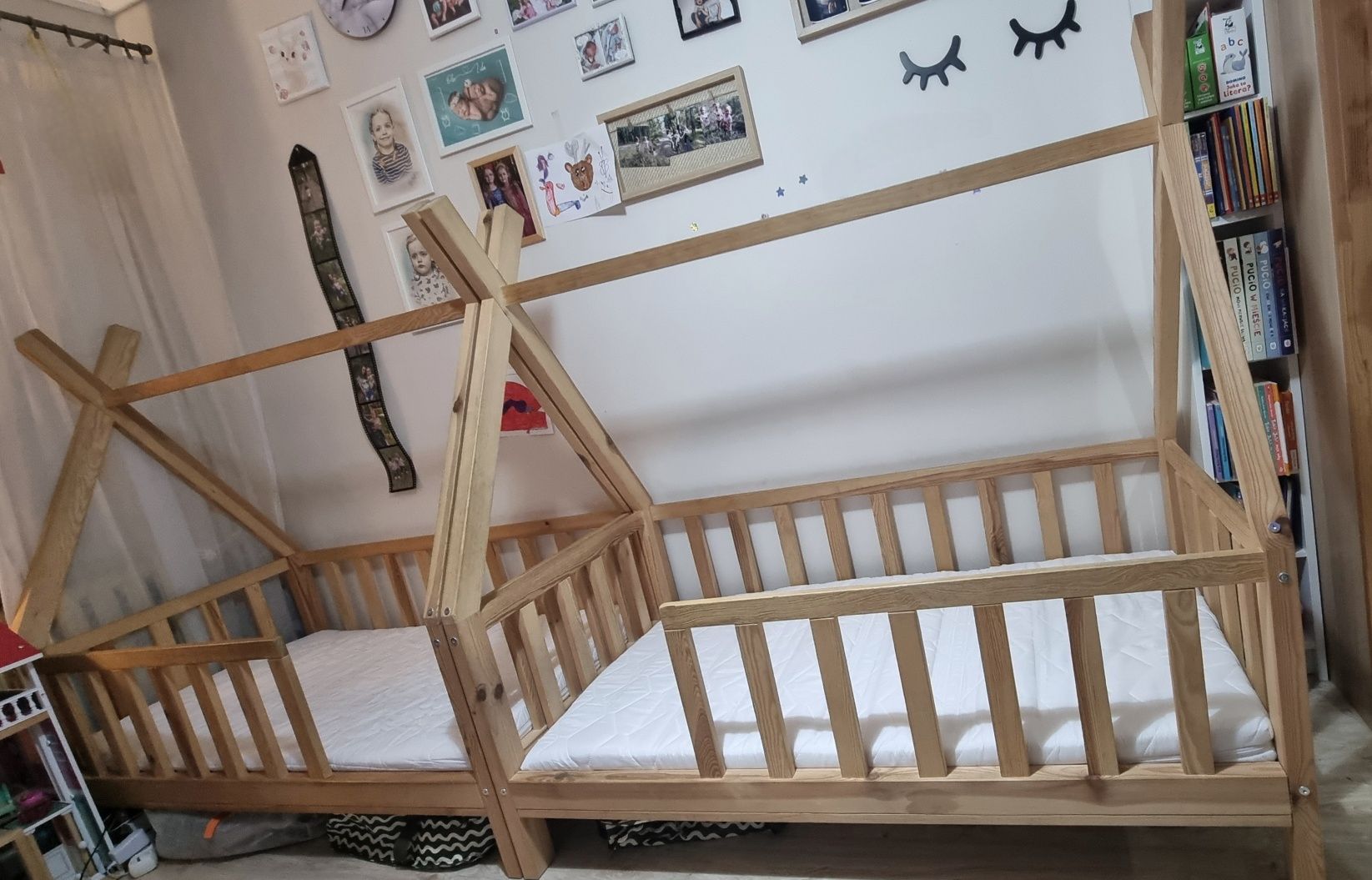 Łóżko drewniane dla dziecka domek TIPI 140x70 z materacem