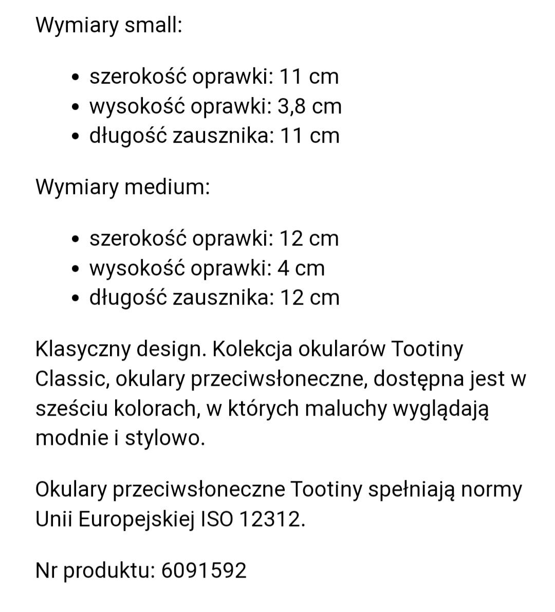 TOOTINY okulary słoneczne dziecięce 1-3 lat bezpieczne filtry nowe