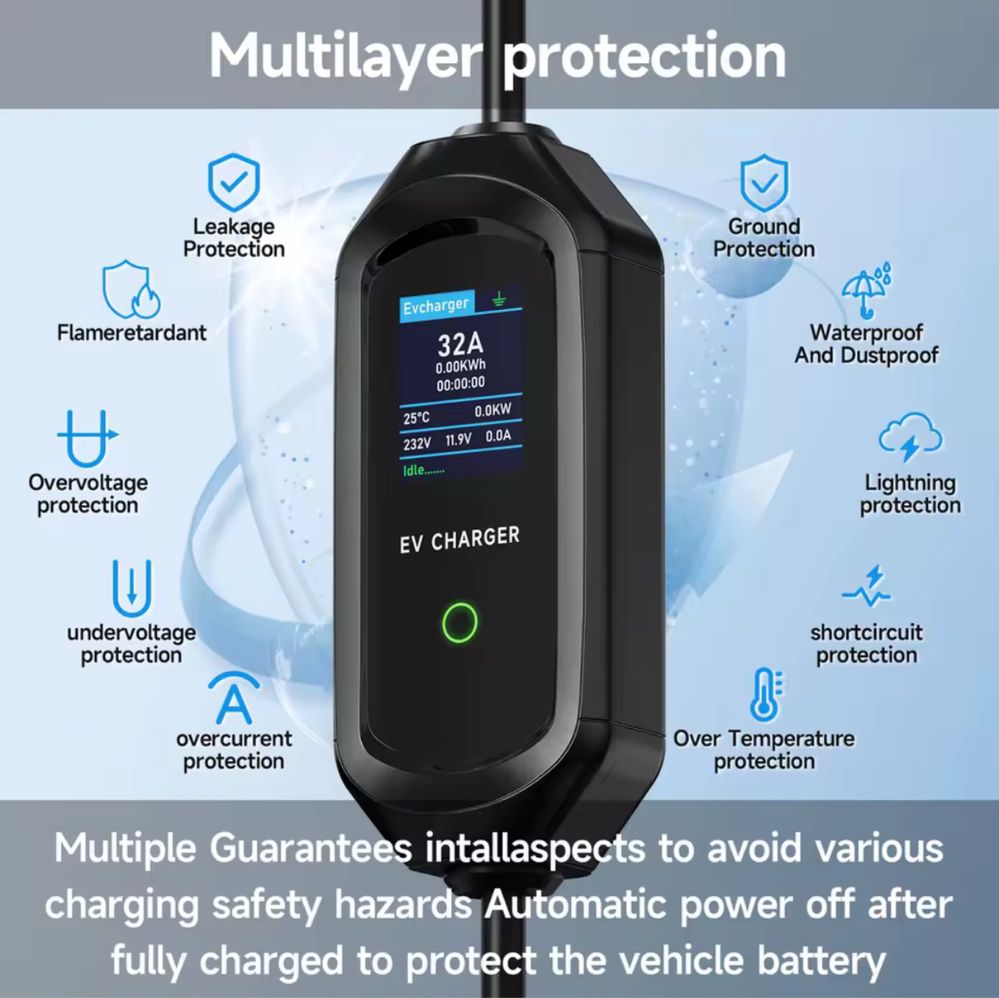 Портативна зарядка для електромобіля AFYEEV 32A 7.2kW Type 1