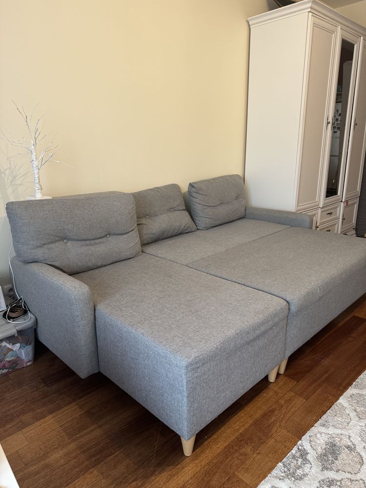 Narożnik z funkcją spania IKEA szary