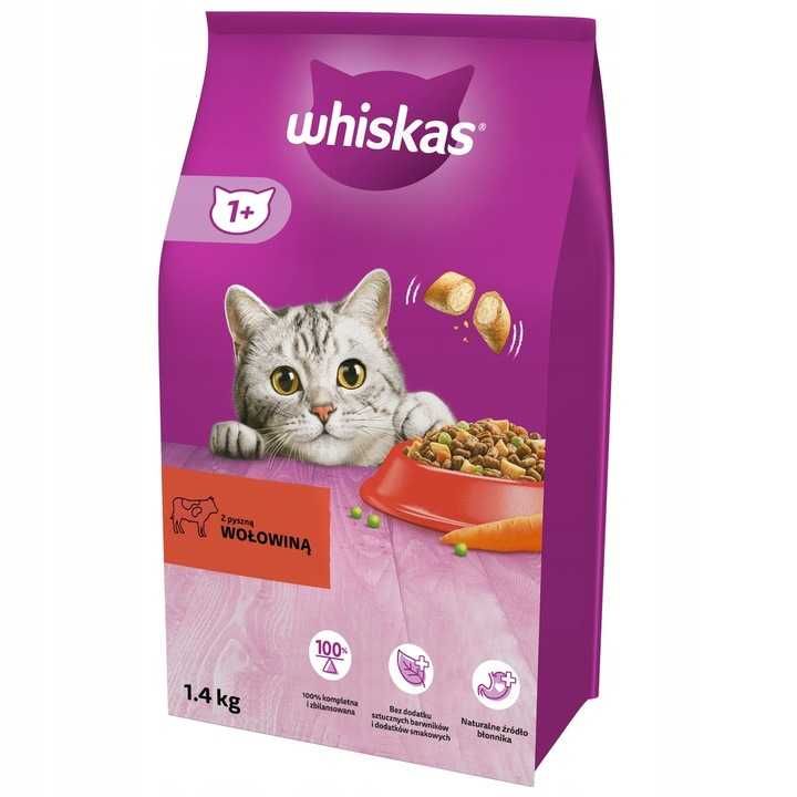 WHISKAS karma sucha dla kota Wołowina 1.4kg