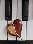 Naszyjnik Wisiorek Serce Dwukolorowe Drewniane Handmade