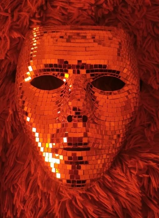 Maska Disco Lustrzana, srebrna, pełnotwarzowa. Halloween, karnawał
