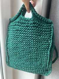Torba /plecak shirt yarn / rękodzieło / butelkowa zieleń