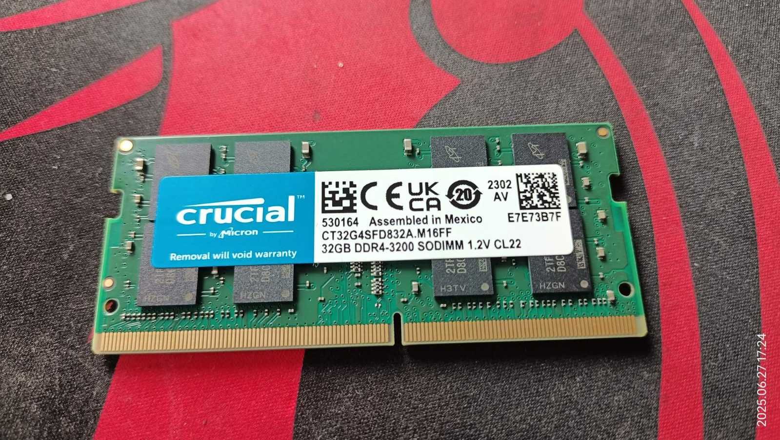 Crucial SO-DIMM 32GB DDR4 3200MHz CL22 для ноута