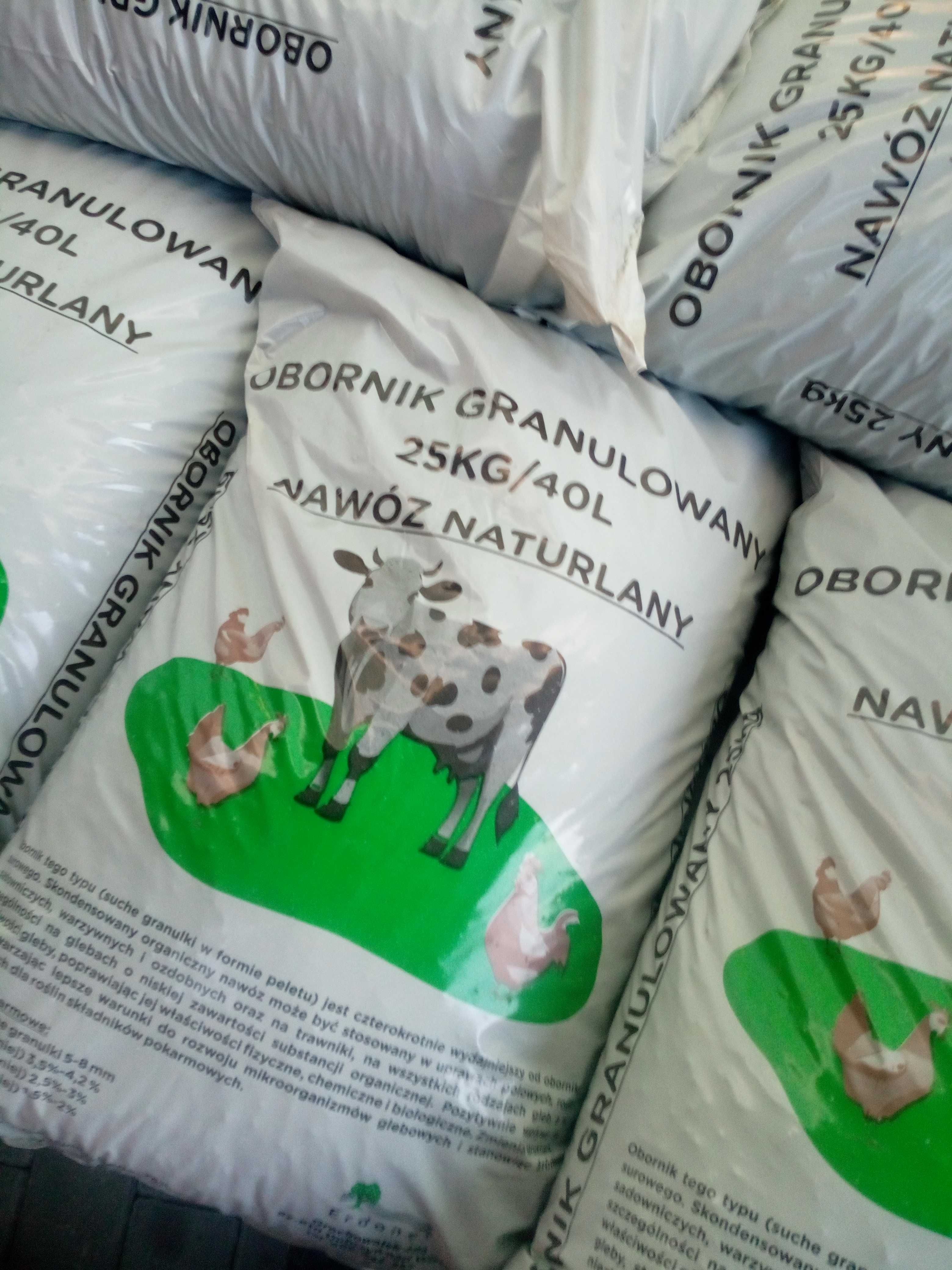 Obornik granulowany 40l 25kg nawóz naturalny ekologiczny worki