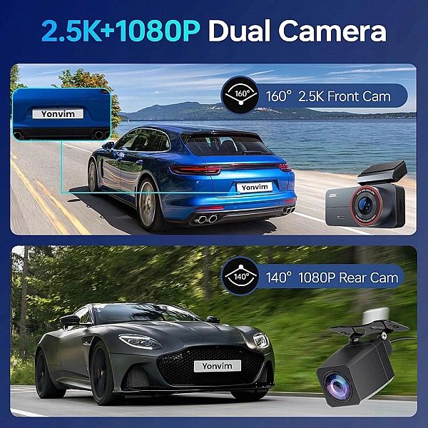 Wideorejestrator Kamera Samochodowa Przodu I Z Tyłu 2,5K Qhd 3,39" Ips