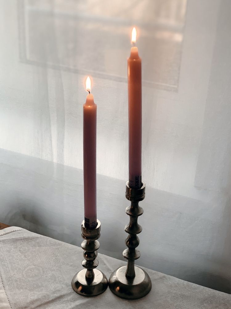 Підсвічники святкові, металеві столові свічки, 2 шт
