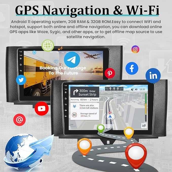 2G+32G radio samochodowe Mercedes Benz Smart Fortwo 2011/2015, 9-cal