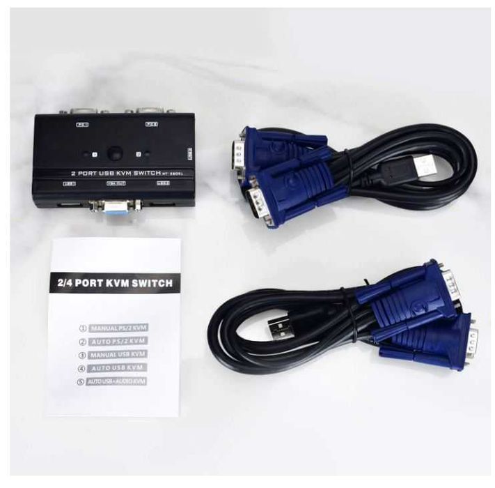 Przełącznik USB VGA KVM  z dwoma portamiTCNEWCL + kable