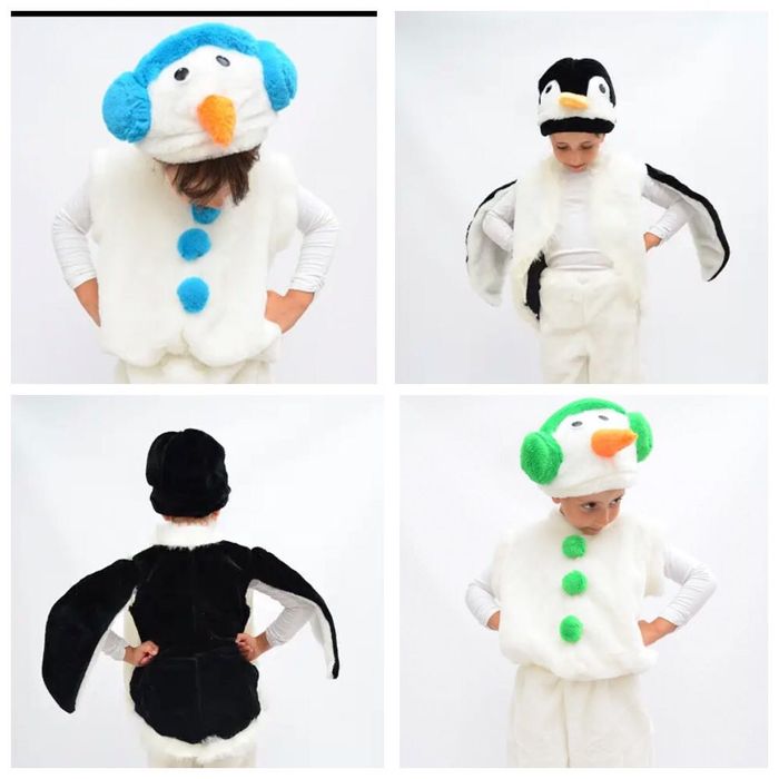 Дитячий новорічний костюм пінгвін та сніговик наложка