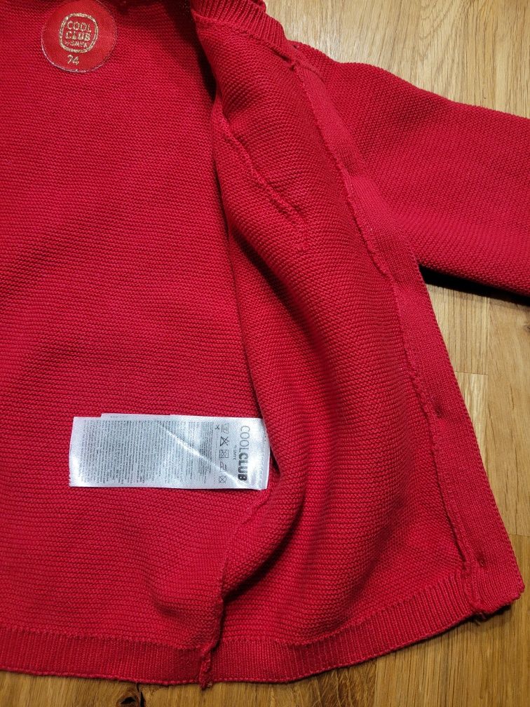 Sweter sweterk niemowlęcy rozmiar 74 firmy Cool Club by Smyk czerwony