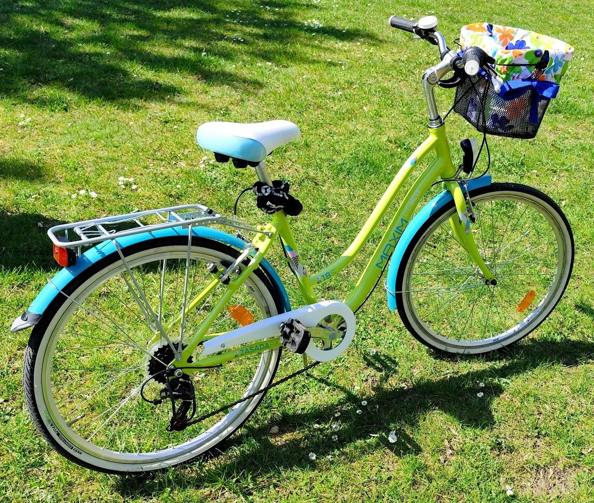 Rower Zasada Maxim City mc 1.1  26" pistacjowy; koszyk, zapięcie
